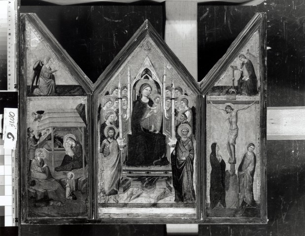 Christie's — Jacopo del Casentino - sec. XIV - Madonna con Bambino in trono e santi; Annunciazione; Annuncio ai pastori; Natività di Gesù; Crocifissione di Cristo — insieme